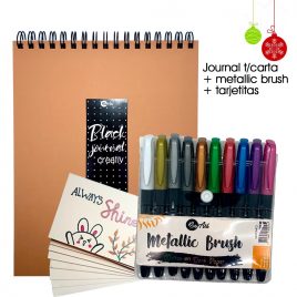 Journal+ brush pen metálico