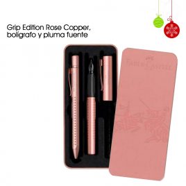 PLUMA FUENTE FABER 201525 + BOLIGRAFO COLOR ROSE OPPER