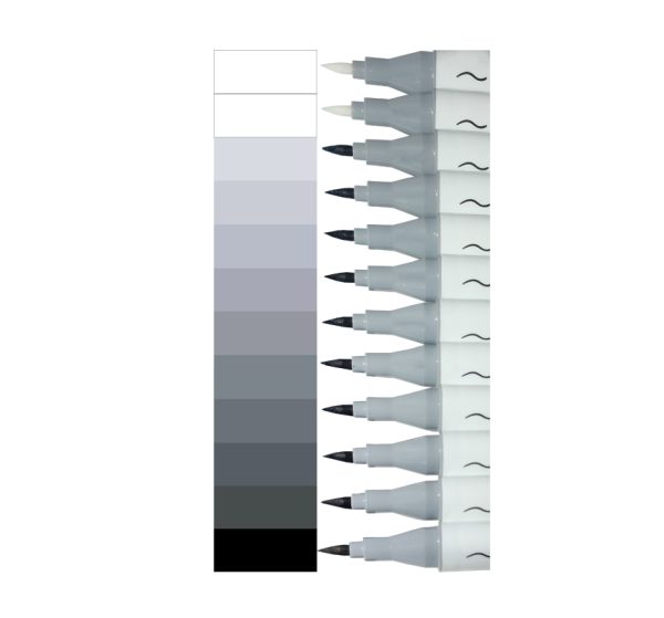 MARCADOR BE ART DOBLE PUNTA SET GRISES FRIOS 12UNI - Imagen 3