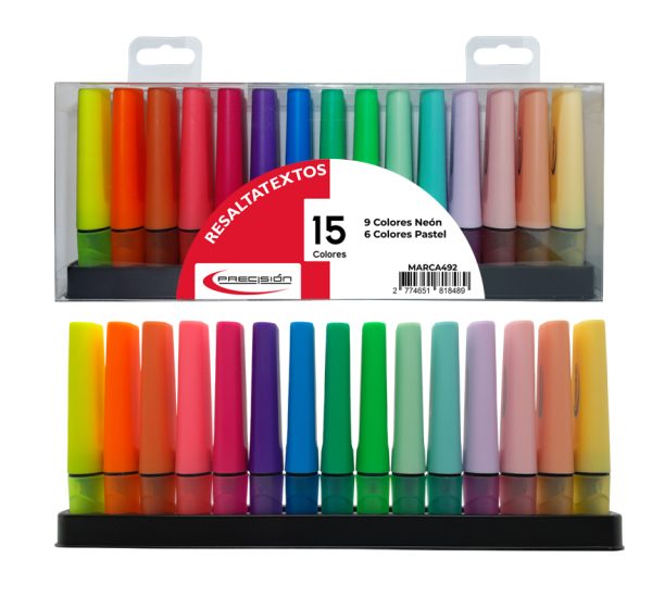 MARCADOR PRECISION RESALTATEXTO SET*15 COL