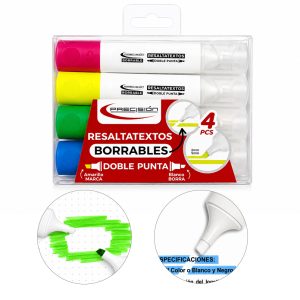 MARCADOR RESALTATEXTO PRECISION BORRABLE SET *4 COL.